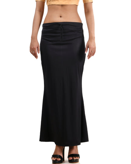 Fish Cut Stretchable Saree Shapewear Petticoat for Women (Black)