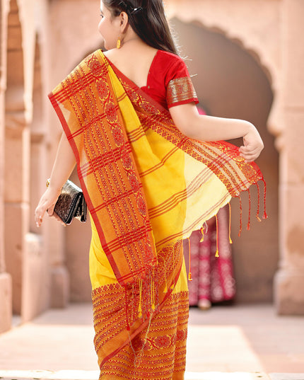 Kids wear girls Pure cotton saree Handloom Soft Kids ethnic wear girls Saree kids dress Saree for Kid Set for 5-10 Years Old