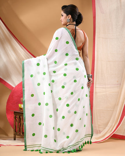 Women cotton silk tant handloom saree mysore party wear sarees latest design wedding handloom  sarees for women latest (Green)