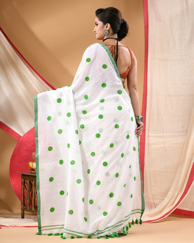 Women cotton silk tant handloom saree mysore party wear sarees latest design wedding handloom  sarees for women latest (Green)