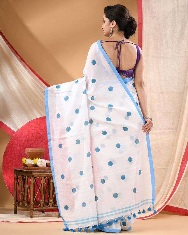 Women cotton silk tant handloom saree mysore party wear sarees latest design wedding handloom  sarees for women latest (Sky Blue)