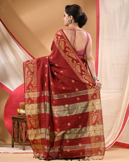 Women cotton silk tant handloom saree mysore party, wear sarees latest, design wedding, ready wear georgette chiffon saree soft silk cotton Taarini design sarees for women (Red)