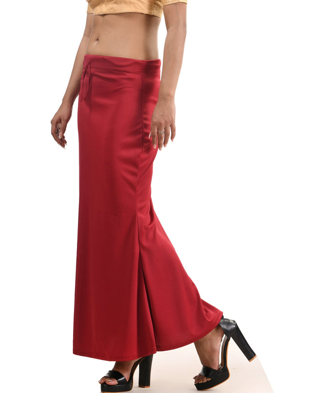 Fish Cut Stretchable Saree Shapewear Petticoat for Women (Crimson)