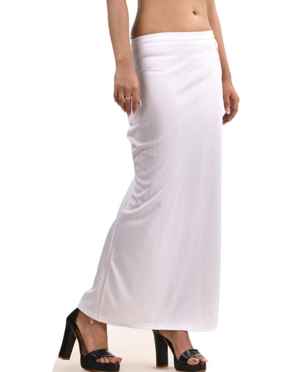 Stretchable Saree Shapewear Petticoat for Women, Lycra Saree Shapewear, Skirts for Women, Skirts Shape Wear Dress for Saree Innerwear for Saree in Party, Saree Shaper (White)