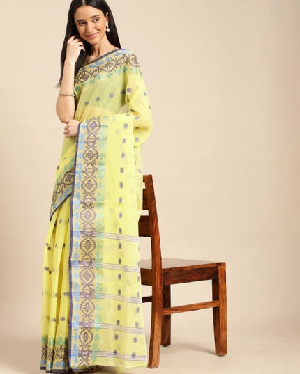 DESH BIDESH Ethnic Motifs Pure Cotton Taant Saree