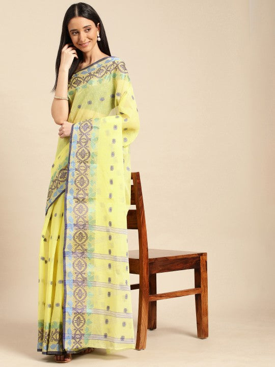 DESH BIDESH Ethnic Motifs Pure Cotton Taant Saree