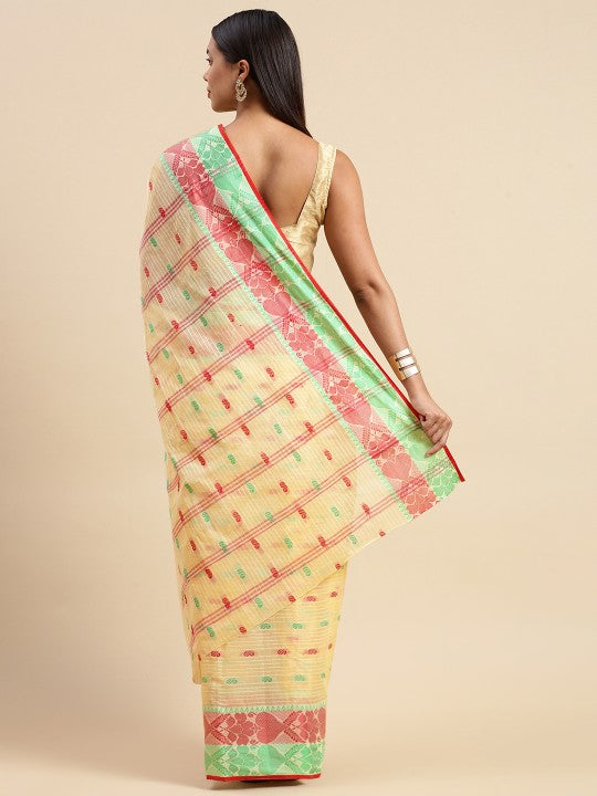 DESH BIDESH Woven Design Pure Cotton Taant Saree