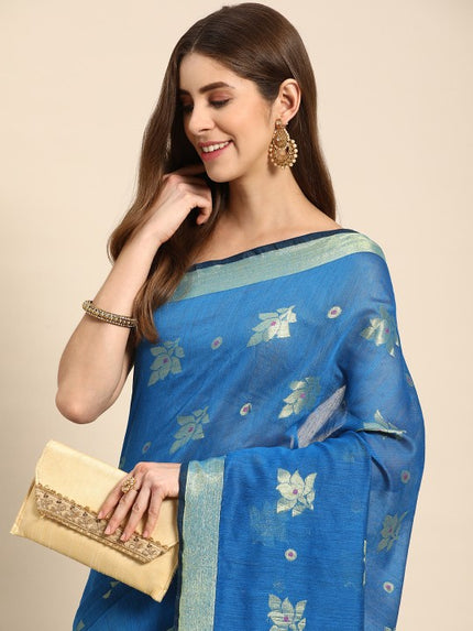 DESH BIDESH Ethnic Motifs Zari Taant Saree