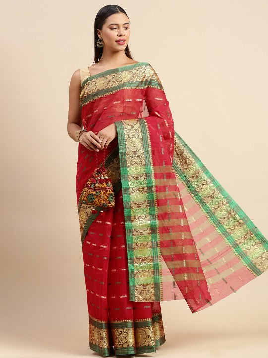 DESH BIDESH Woven Design Pure Cotton Taant Saree