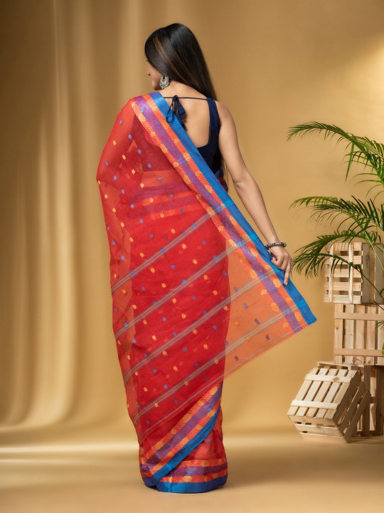 DESH BIDESH Ethnic Motifs Woven Design Pure Cotton Taant Saree