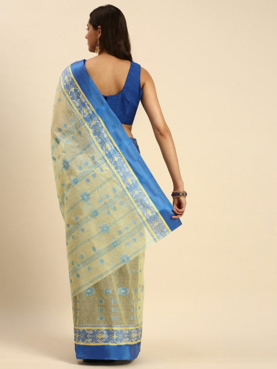 DESH BIDESH Woven Design Pure Cotton Taant Saree