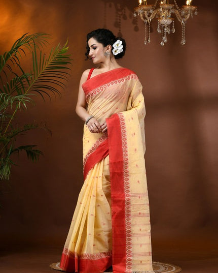 DESH BIDESH Ethnic Motifs Pure Cotton Taant Saree for Women