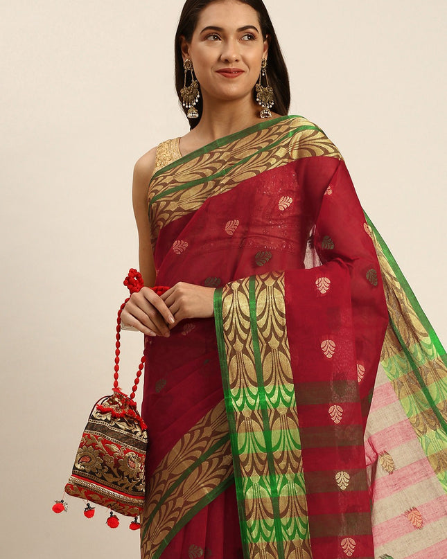 DESH BIDESH Woven Design Pure Cotton Taant Saree