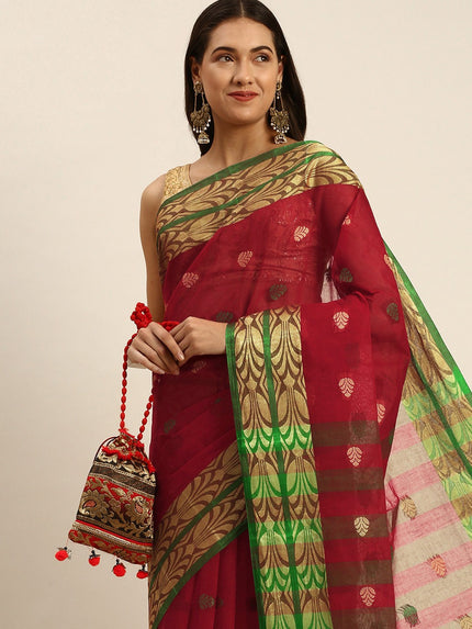 DESH BIDESH Woven Design Pure Cotton Taant Saree