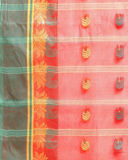 DESH BIDESH Red Woven Design Pure Cotton Taant Saree