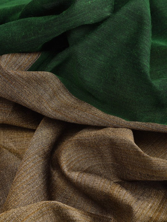 DESH BIDESH Green & Gold-Toned Pure Cotton Handloom Khadi Saree