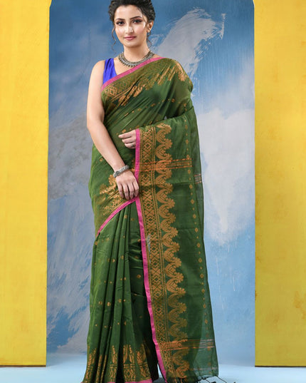 Exquisite DESH BIDESH Women's Woven Zari Saree: Elegant, Traditional Indian Apparel