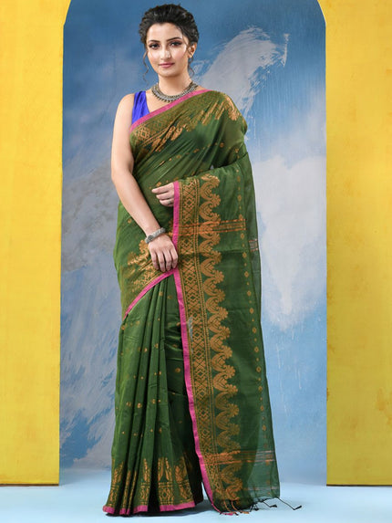 Exquisite DESH BIDESH Women's Woven Zari Saree: Elegant, Traditional Indian Apparel