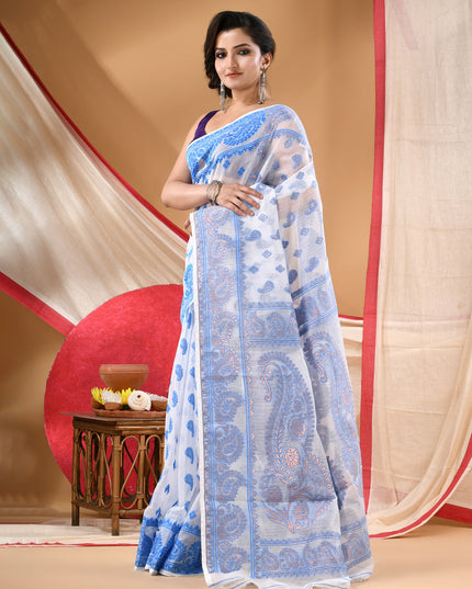 Women's Cotton silk handloom cotton jamdani sarees for women golden party, wear saree latest, Antaraal design new, collection tant cotton linen dhakai muslin sarees for women