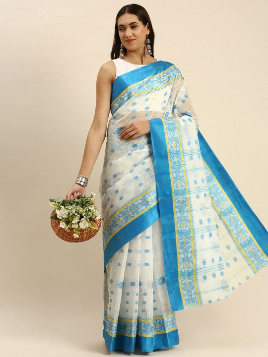 DESH BIDESH Woven Design Pure Cotton Taant Saree