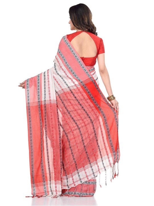 DESH BIDESH Woven Design Pure Cotton Traditional Taant Saree