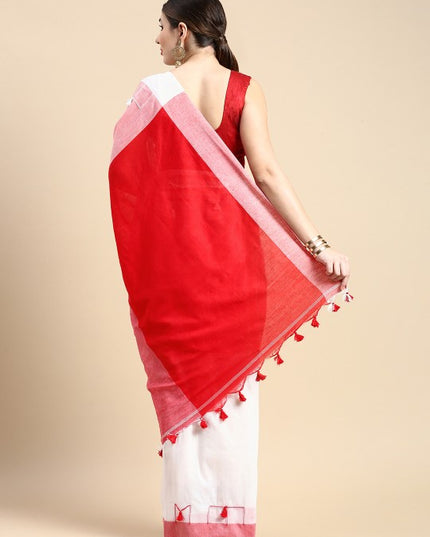 DESH BIDESH Colourblocked Pure Cotton Taant Saree