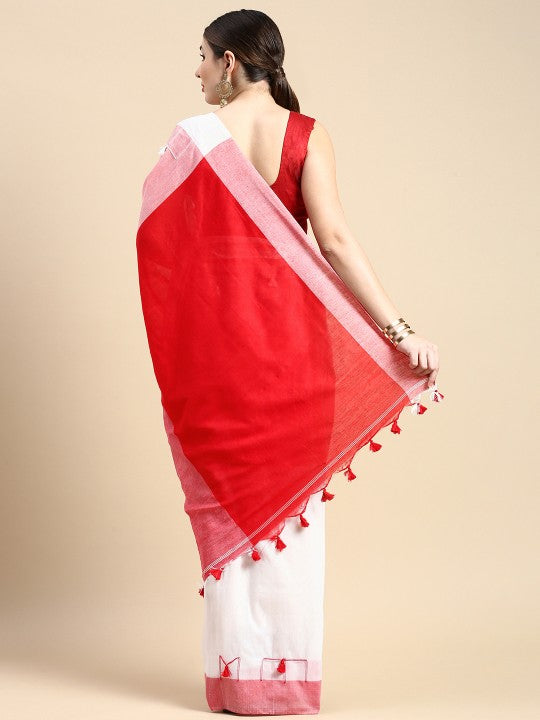 DESH BIDESH Colourblocked Pure Cotton Taant Saree