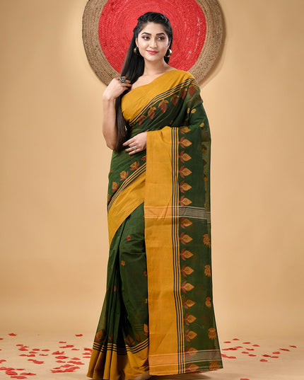 DESH BIDESH Ethnic Motifs Pure Cotton Tant Saree with Woven Design