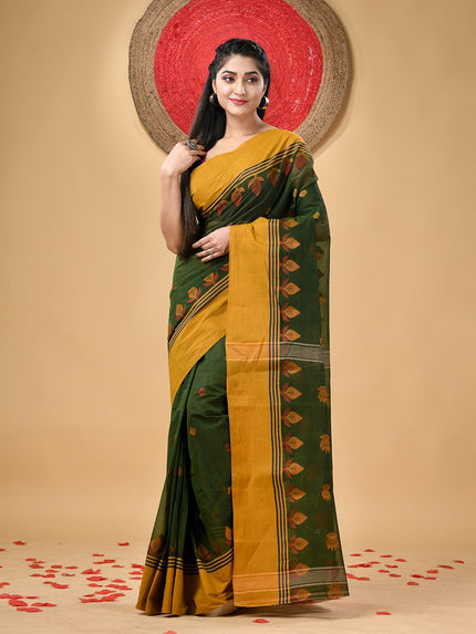 DESH BIDESH Ethnic Motifs Pure Cotton Tant Saree with Woven Design