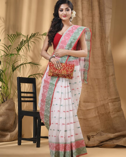 DESH BIDESH Ethnic Motif Woven Design Pure Cotton Taant Saree