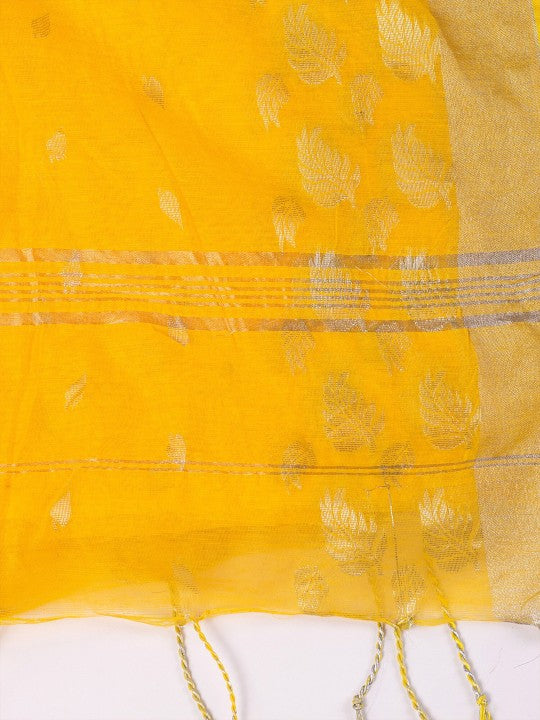 DESH BIDESH Woven Design Zari Silk Cotton Taant Saree