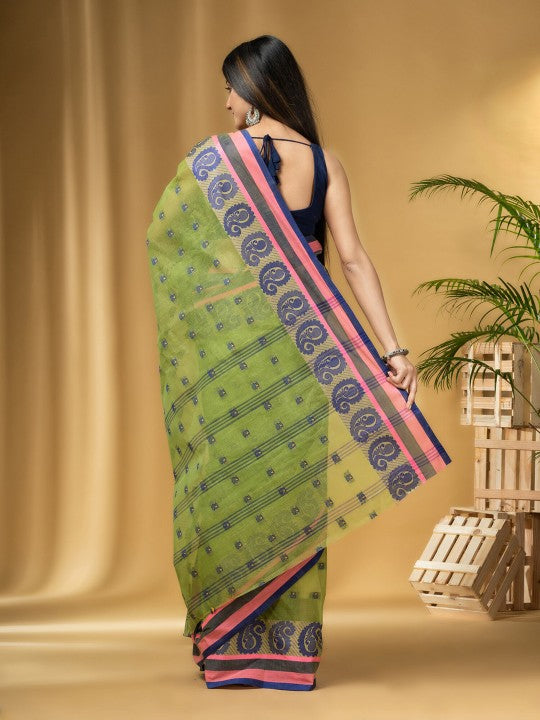DESH BIDESH Ethnic Motifs Woven Design Pure Cotton Taant Saree