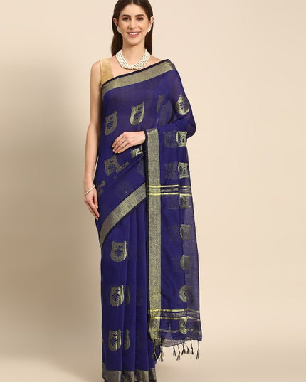 DESH BIDESH Ethnic Motifs Zari Taant Saree