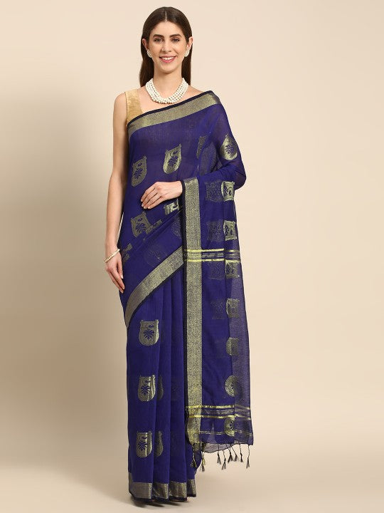 DESH BIDESH Ethnic Motifs Zari Taant Saree
