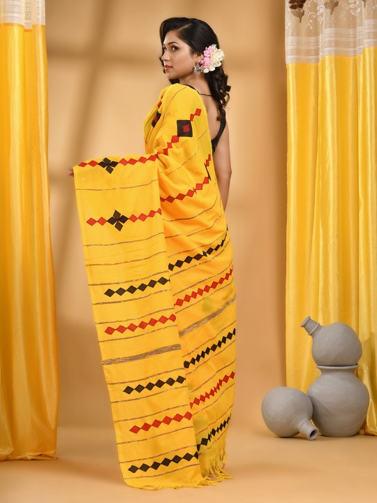 DESH BIDESH Woven Design Pure Cotton Traditional Taant Saree