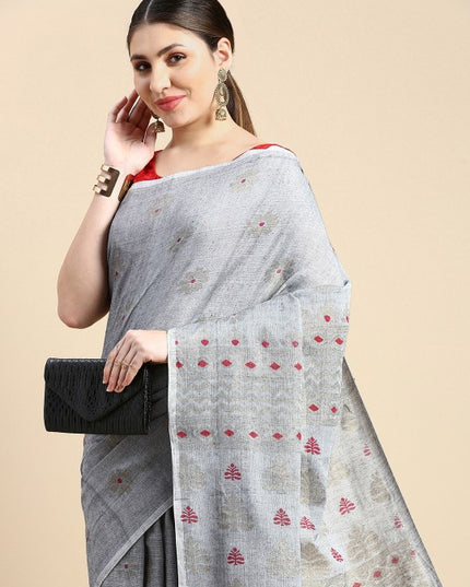 DESH BIDESH Woven Design Pure Cotton Khadi Saree