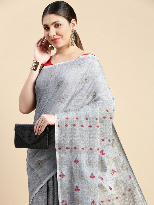 DESH BIDESH Woven Design Pure Cotton Khadi Saree