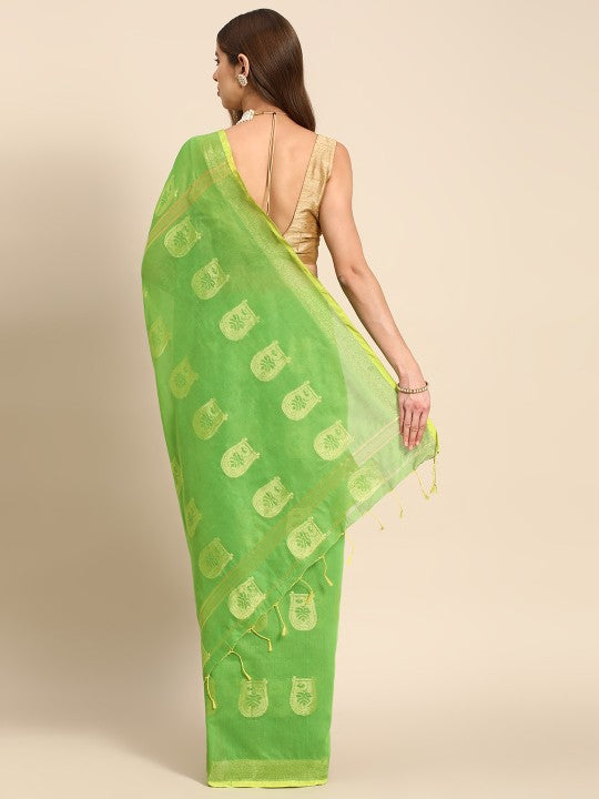 DESH BIDESH Ethnic Motifs Zari Taant Saree
