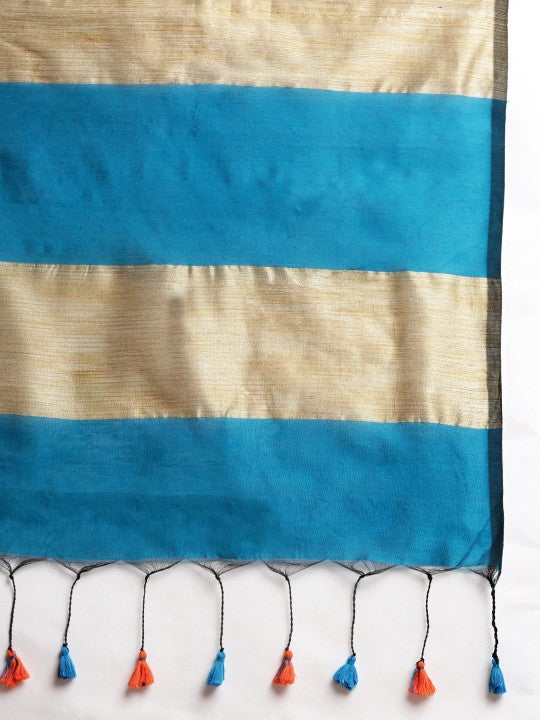DESH BIDESH Ghicha Striped Cotton Silk Saree