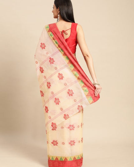 DESH BIDESH Ethnic Motifs Pure Cotton Taant Saree