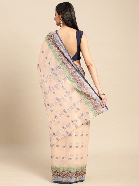 DESH BIDESH Ethnic Motifs Pure Cotton Taant Saree