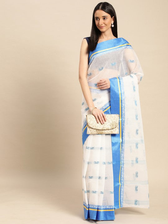 DESH BIDESH Ethnic Motifs Pure Cotton Taant Saree