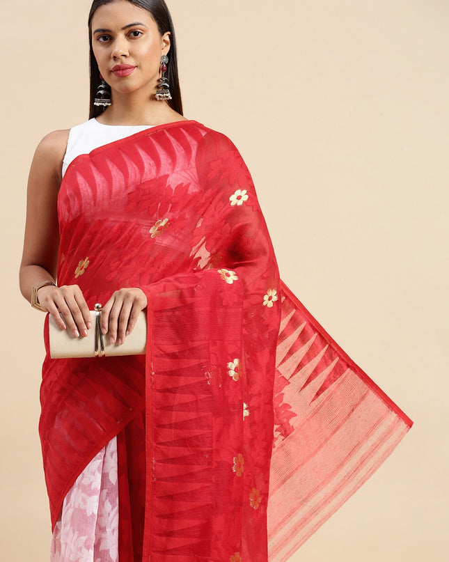 DESH BIDESH Floral Pure Cotton Taant Saree