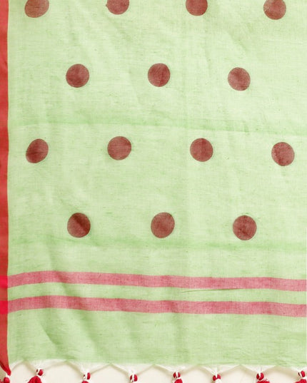 DESH BIDESH Polka Dots Pure Cotton Taant Saree