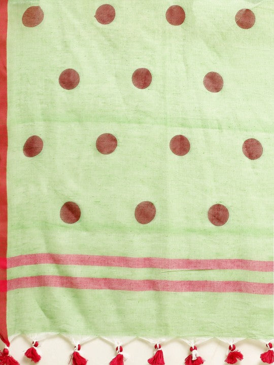 DESH BIDESH Polka Dots Pure Cotton Taant Saree