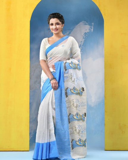 DESH BIDESH Ethnic Motifs Pure Cotton Khadi Saree