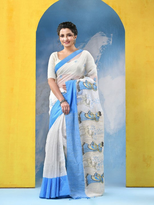 DESH BIDESH Ethnic Motifs Pure Cotton Khadi Saree