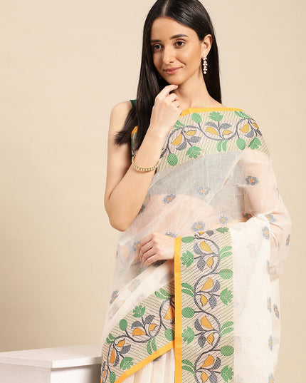 DESH BIDESH Ethnic Motifs Pure Cotton Taant Saree