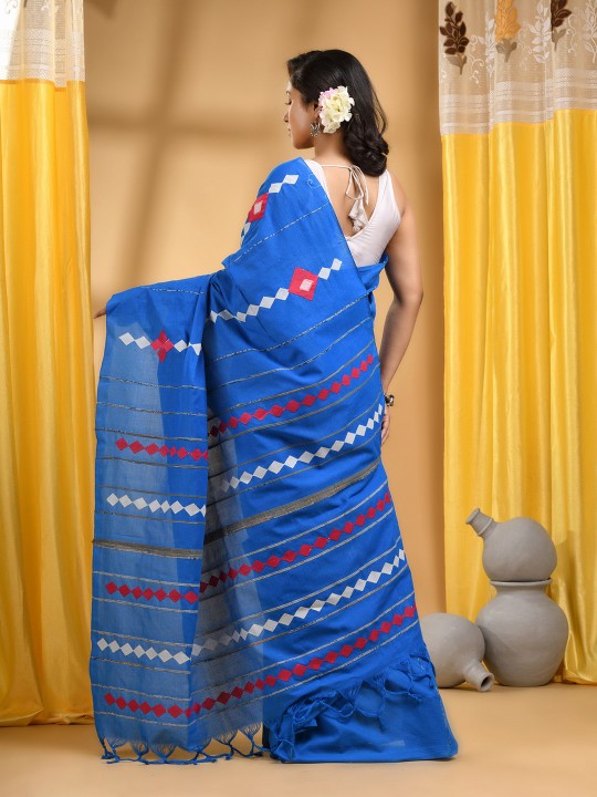 DESH BIDESH Pure Cotton Applique Taant Saree