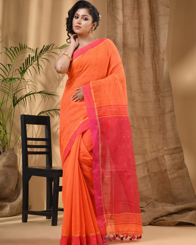 DESH BIDESH Embellished Sequinned Taant Saree